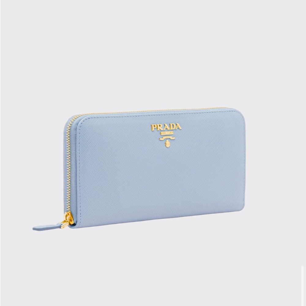 Prada Saffiano Metal Zip Around Leather Wallet